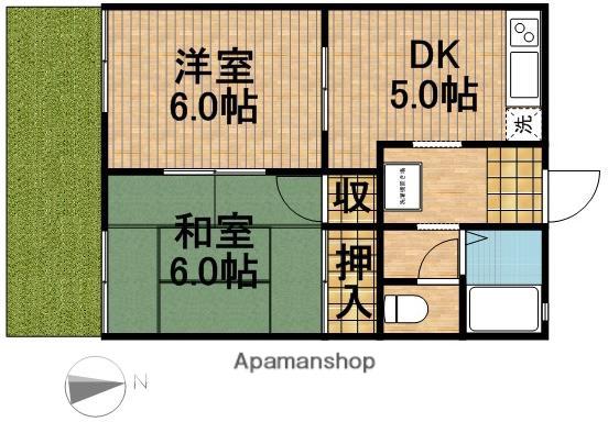 タウニー上浅田(2DK/1階)の間取り写真