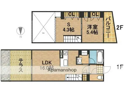 クアトロ(1LDK/1階)の間取り写真