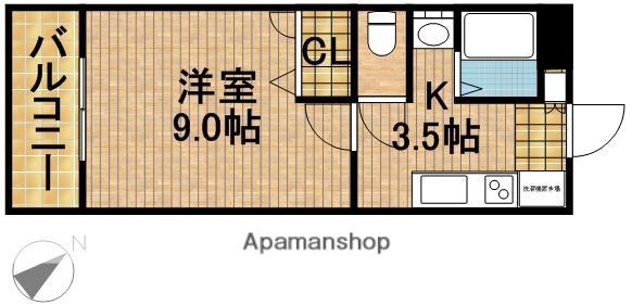 グランドソレーユ大瀬(1K/2階)の間取り写真