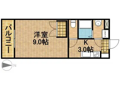 アイレット(1K/2階)の間取り写真