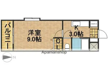 ラ・セフィーロ Ⅵ(1K/1階)の間取り写真