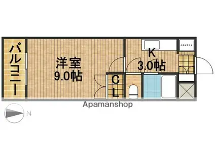 ラ・セフィーロⅢ(1K/2階)の間取り写真