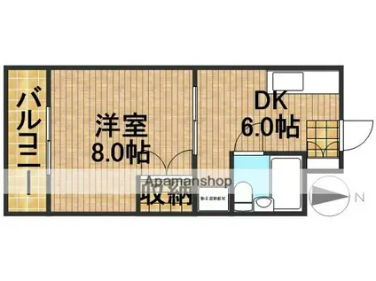 馬込川マンション(1K/2階)の間取り写真