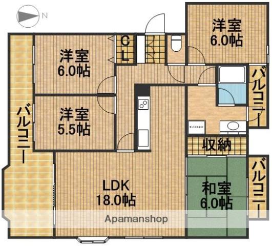 バーディ蜆塚(4LDK/3階)の間取り写真