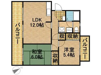 メゾン葵ヶ丘(2LDK/2階)の間取り写真