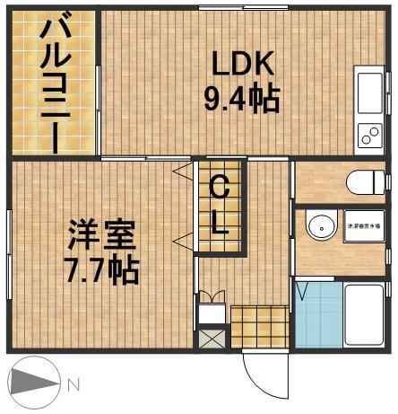ハーヴェストⅥ(1LDK/2階)の間取り写真