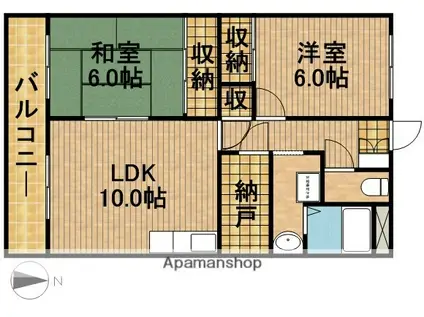 アーバンささがせ(2LDK/3階)の間取り写真