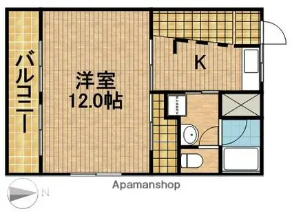 ルームミニオンB(1K/4階)の間取り写真