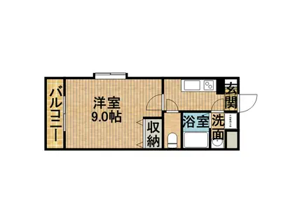 カウベルⅤ(1K/1階)の間取り写真