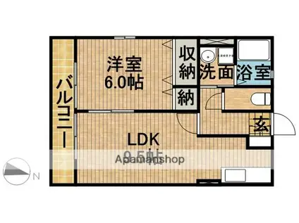 ハイツ向日葵(1LDK/2階)の間取り写真