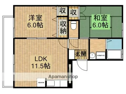 メゾン桂花(2LDK/1階)の間取り写真