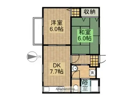 プラトⅢ(2DK/2階)の間取り写真