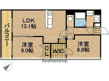 カルム富塚(2LDK/2階)の間取り写真