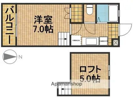 ビバリーハウス早出B(1K/1階)の間取り写真