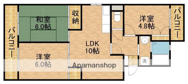 マンション中瀬(3LDK/2階)の間取り写真