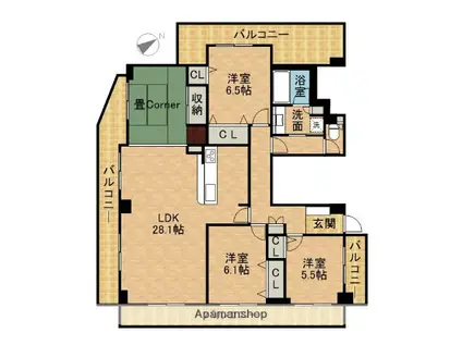 ネオステージ四ツ池公園(3LDK/7階)の間取り写真