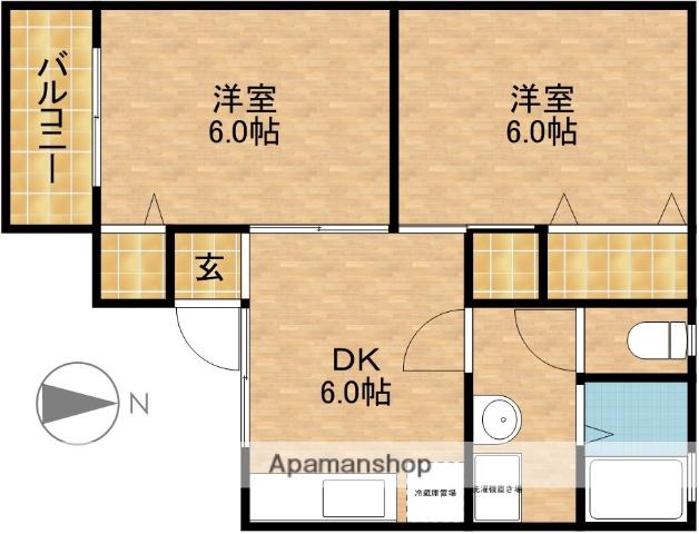 セジュールLEE(2DK/1階)の間取り写真