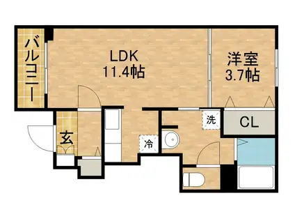 ウエストヒルズ(1LDK/1階)の間取り写真
