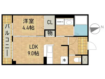パレット名塚(1LDK/3階)の間取り写真