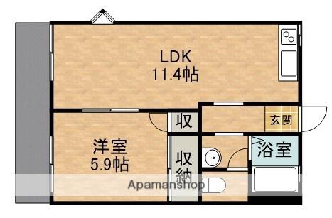 フレグランスつるが丘(1LDK/1階)の間取り写真