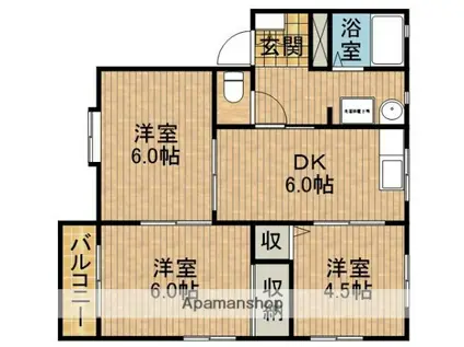 ヴァンヴェールⅡ(3DK/2階)の間取り写真