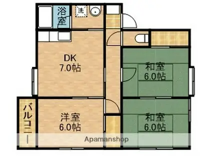ハイツリップル(3DK/2階)の間取り写真