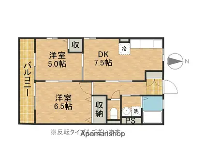 東海道本線 袋井駅 バス乗車時間:30分 JA浅羽支店バス停で下車 徒歩2分 2階建 築23年(2DK/2階)の間取り写真