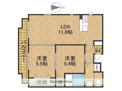 フォレスト住吉A(2LDK/1階)の間取り写真