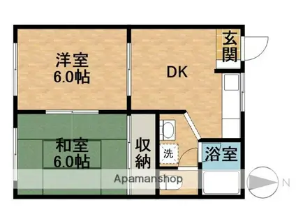 MAISON DE PATIO(2DK/1階)の間取り写真