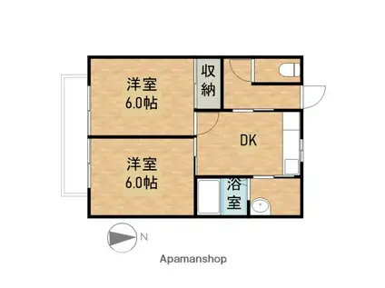 ハイツ大平B(2DK/2階)の間取り写真