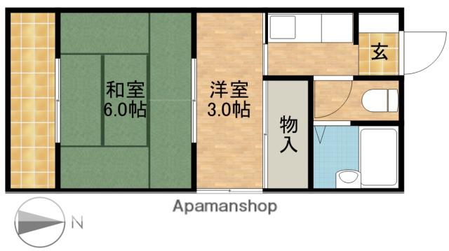 コーポ宮口(2K/1階)の間取り写真