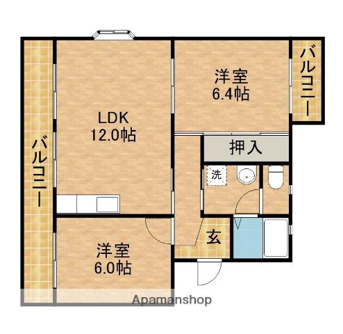 ハイフォレスト(2LDK/4階)の間取り写真