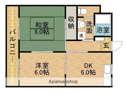 中央ハイツ(2DK/4階)の間取り写真