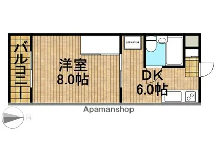 マンションサニーサイド(1DK/3階)の間取り写真