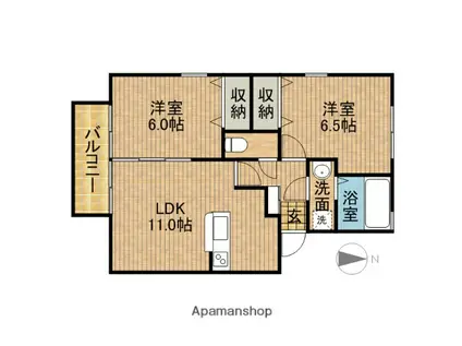ファミール B(2LDK/2階)の間取り写真