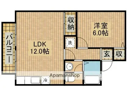 セジュールフェスタ B(1LDK/1階)の間取り写真