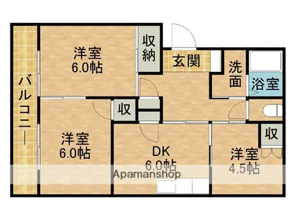 西ヶ崎グリーンハイツⅡ(3DK/1階)の間取り写真