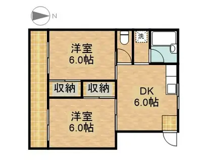 コーポ村松B(2DK/2階)の間取り写真