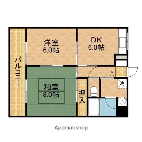 メルベーユⅡ(2DK/3階)の間取り写真