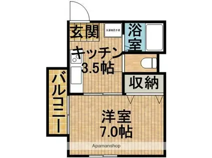 ロワイム345(1K/1階)の間取り写真