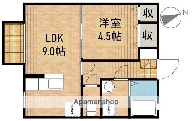 ラディカル(1LDK/2階)の間取り写真
