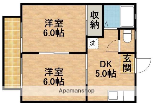 コーポサンエースA棟(2K/1階)の間取り写真