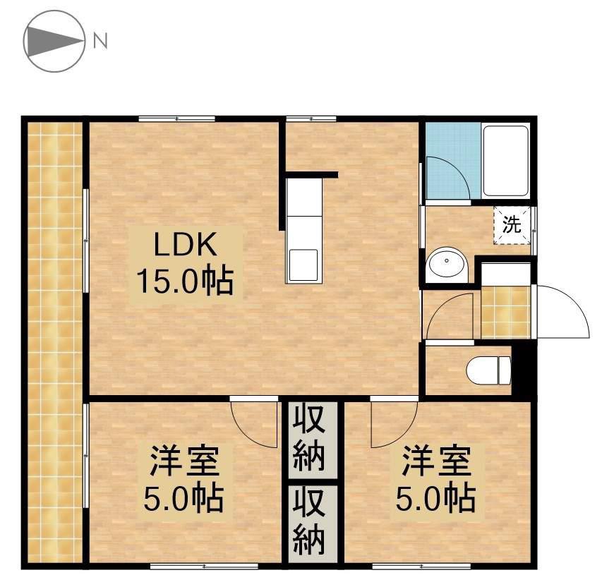 ライトマンション(2LDK/1階)の間取り写真
