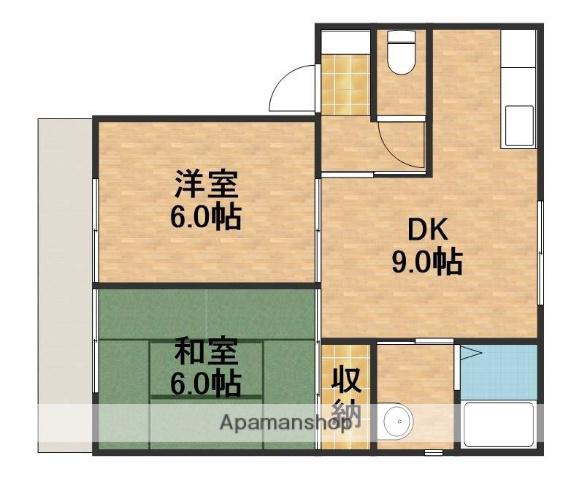 ハイツボヌール(2DK/1階)の間取り写真