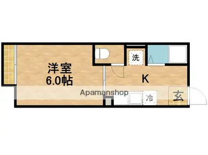 東海道本線 浜松駅 バス乗車時間:25分 萩丘バス停で下車 徒歩3分 2階建 築31年(1K/1階)の間取り写真