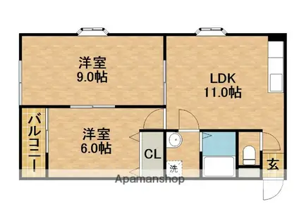 ドーソン(2LDK/1階)の間取り写真