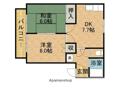 メゾン青葉台Ⅴ(2DK/3階)の間取り写真