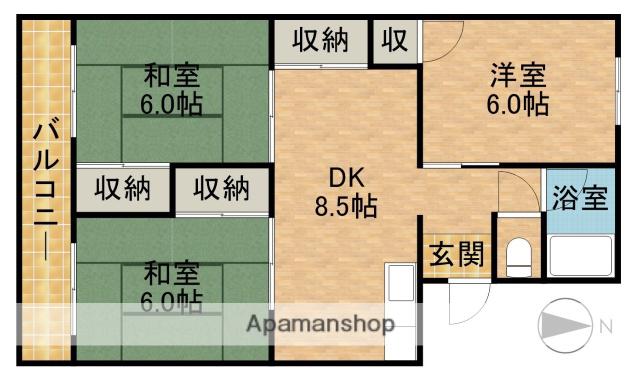 寿マンションC(3LDK/3階)の間取り写真