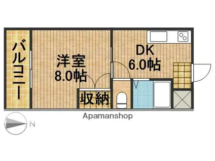 住吉テクトピア(1DK/2階)の間取り写真