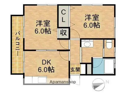 FIGARO(2DK/2階)の間取り写真